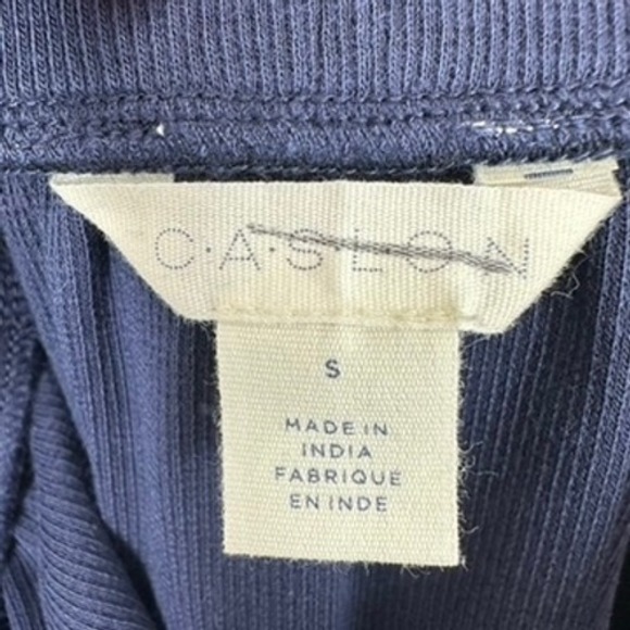 Caslon Navy Knit Ribbed Midi Skirt Side Slit Drawstring Waist Casual Comfort‎ - Picture 3 of 6